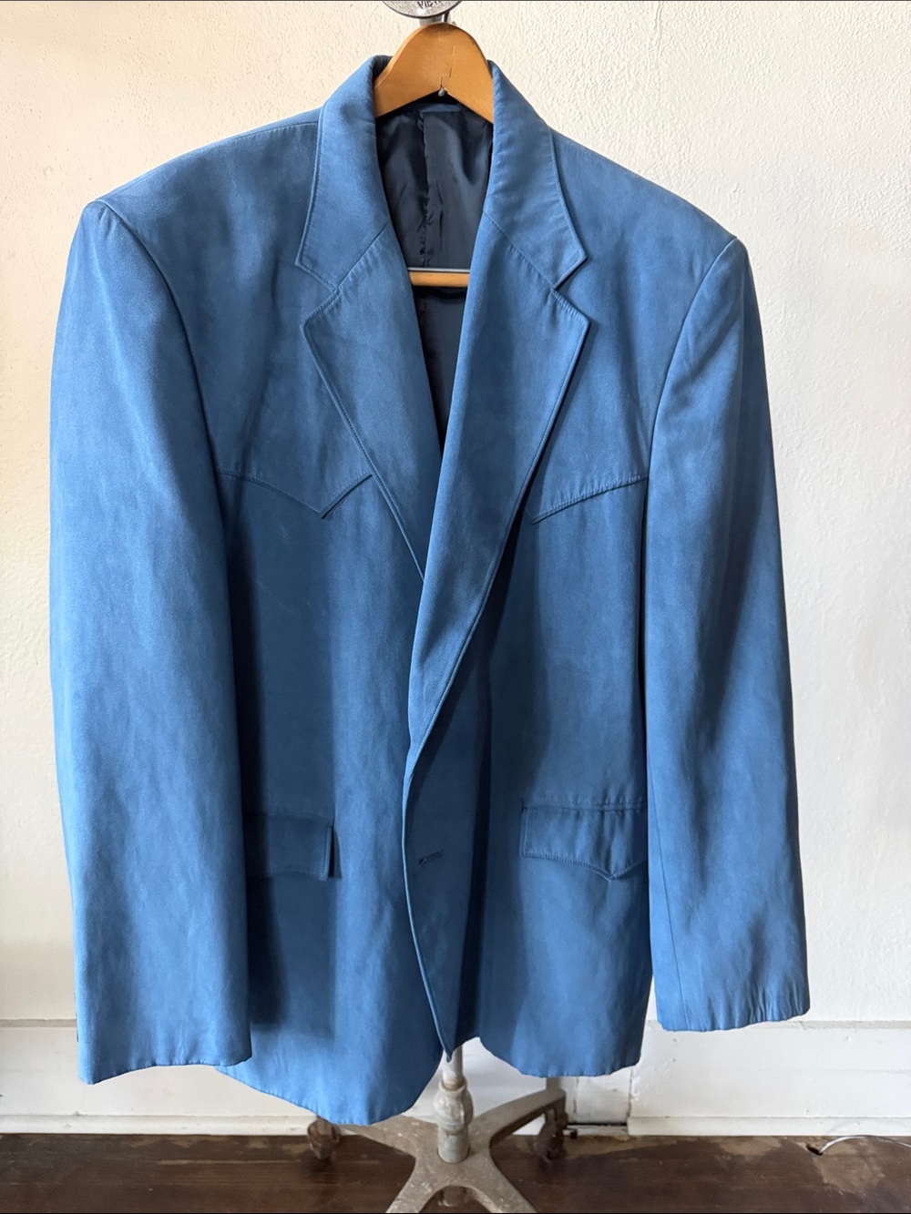 Vintage Circle S Blue Suede Blazer Size 46R